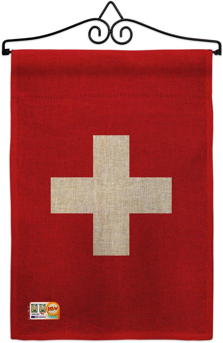 Switzerland Garden Flag Set Wall Hanger Regional Nationality Nation International World Country Particular Area Small Decorative Gift Yard House Banner Made In USA 13 X 18.5