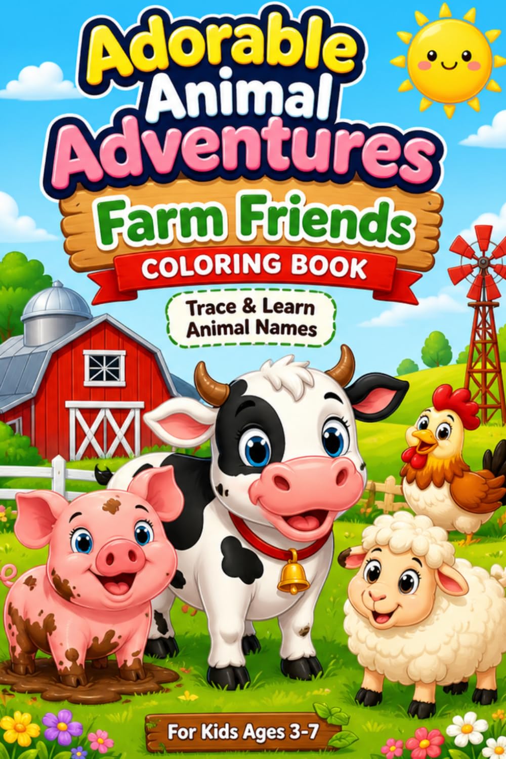 Adorable Animal Adventures: Farm Friends (Lions, elephants, monkeys, parrots, butterflies, giraffes, hippos)