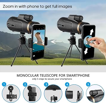 Birthday Gifts for Men Dad Husband Teen, 12x60 Monocular for Outdoor/Hiking | Unique Gifts for Fathers Day & Christmas, with Phone Adapter & Tripod, Gifts for Camping Birdwatching Travel Photography Hunt