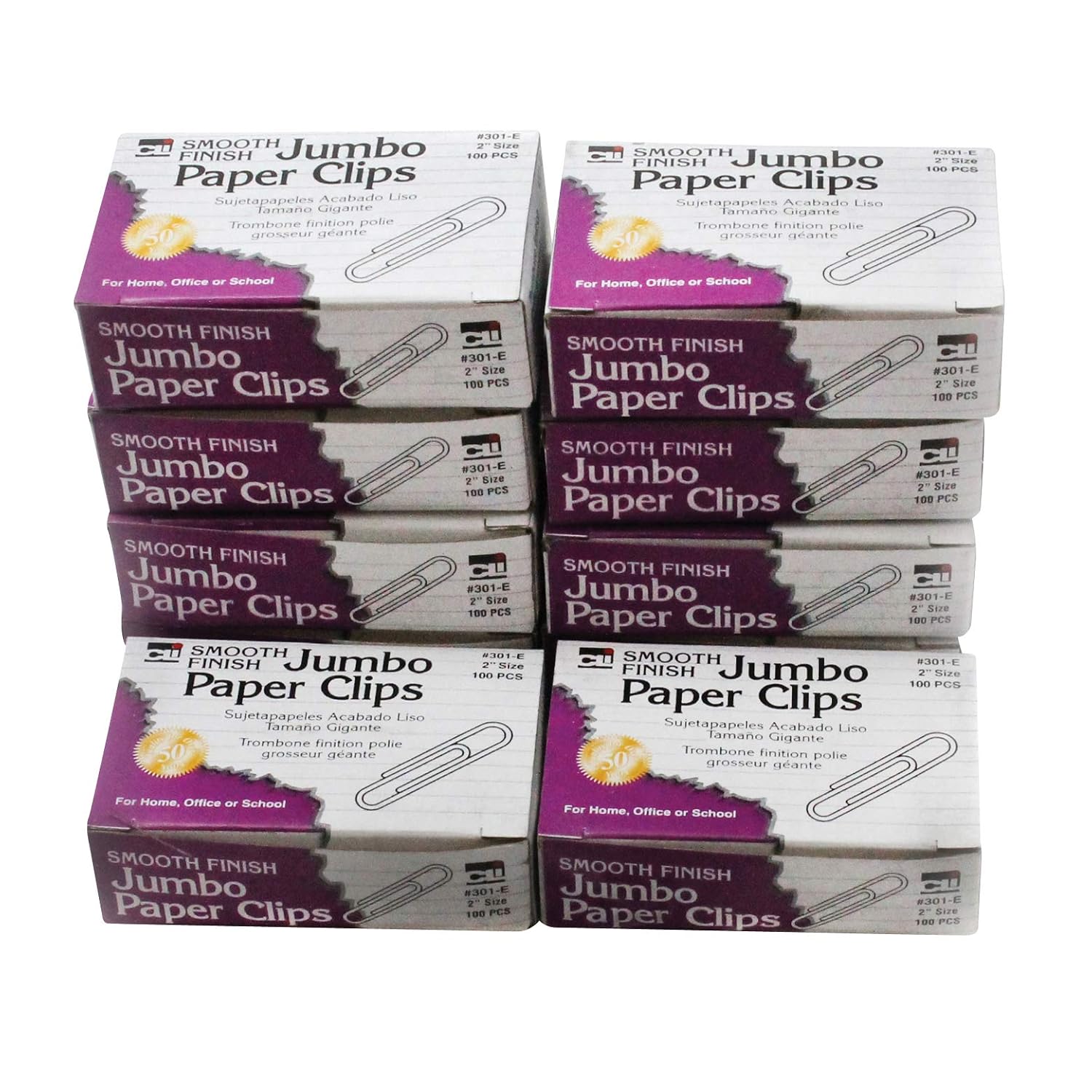 Charles Leonard Paper Clips, Jumbo Gem, Nickel Plated, Silver, 100 count (Pack of 10)