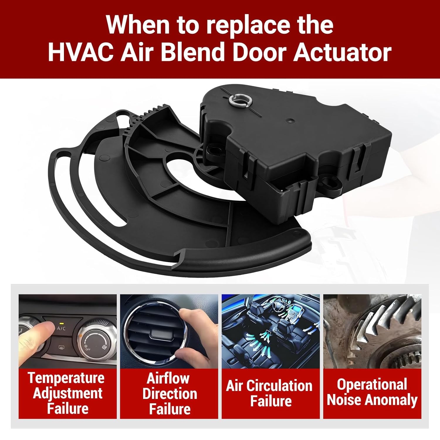 HVAC Blend Door Actuator 52473356 Replacement for 1999-2002 Chevy Silverado/Avalanche/Suburban/Tahoe, GMC Sierra/Yukon, Cadi-llac Escalade - Replaces 604-113 Fits 4.8L & 5.3L V8 Engines by LOKFASISHA