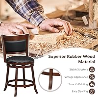 Vista 5 de Giantex Juego de 2 taburetes de bar de 25 pulgadas, taburetes giratorios de altura de mostrador con respaldo, asiento acolchado de 20 pulgadas