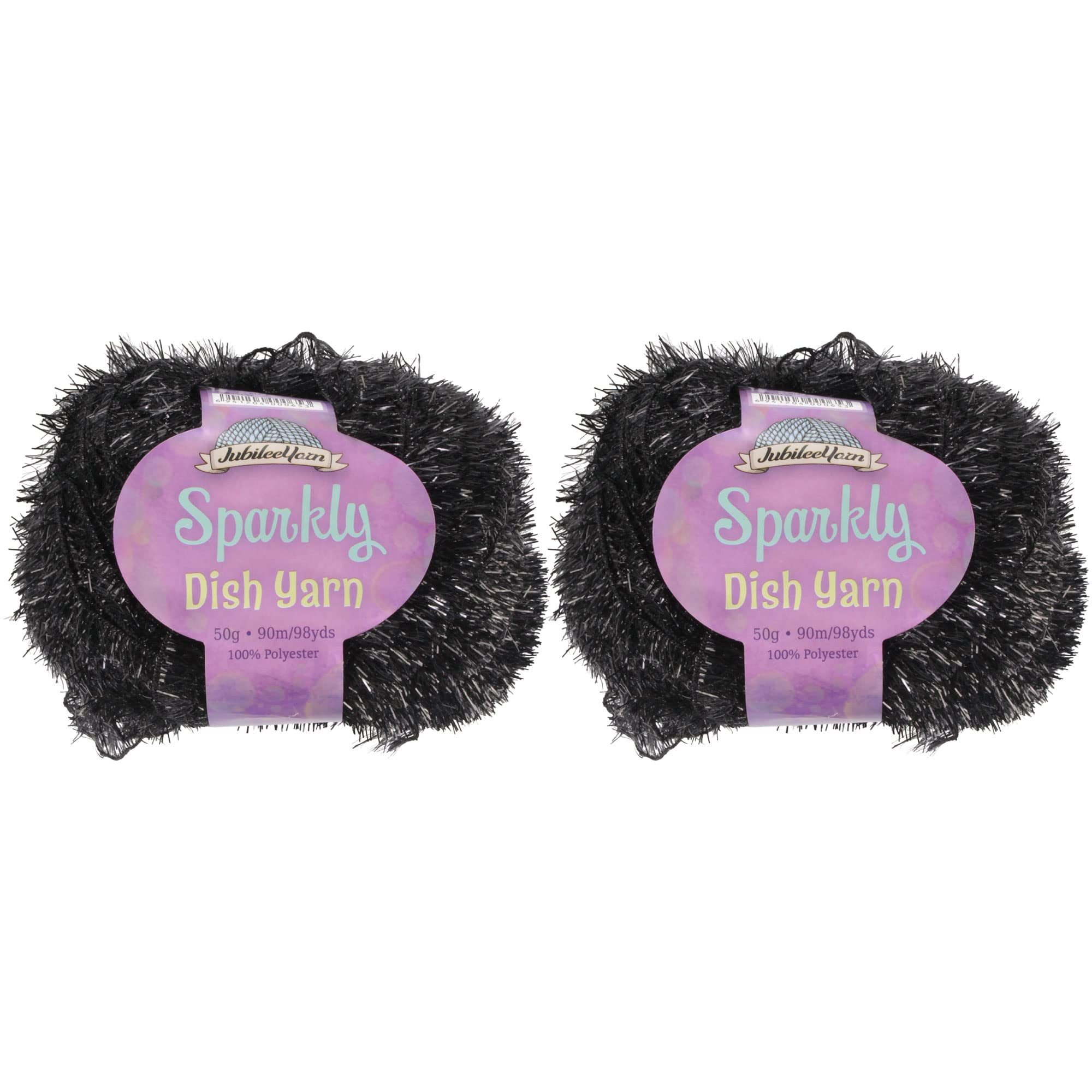 BambooMN Worsted Weight Yarn - 2 Skeins, 50g Each, 98 Yards, Black, 100% Polyester