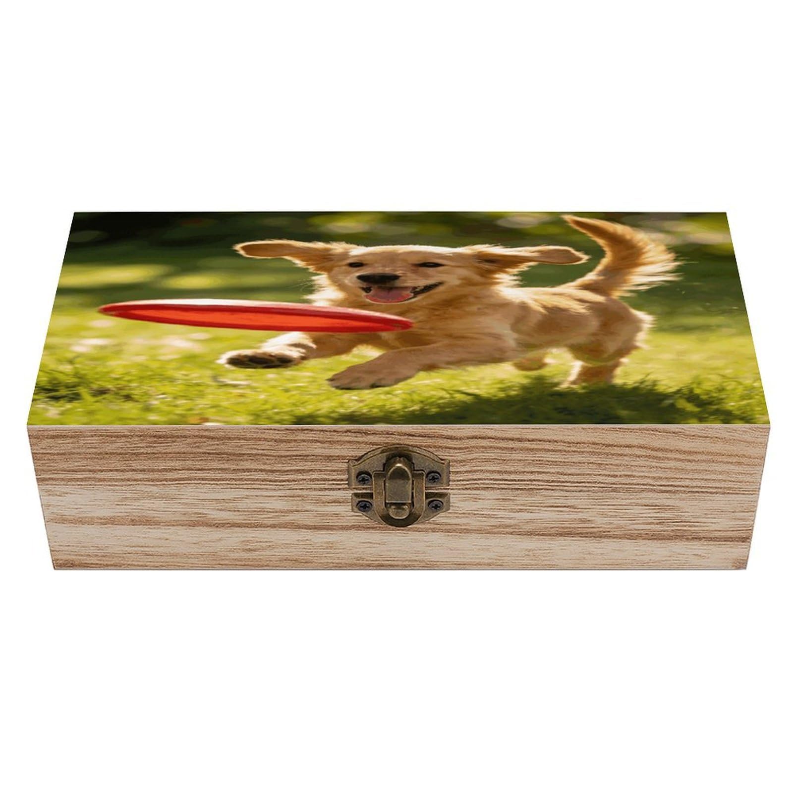 Khauerbc Men's Style Interesting Puppy Locked Wooden Keepsake Box With Hinged Lid For Crafts And Photo Storage,Keepsake Box Jewellery Organiser Unique Gift Ideas For & Wo