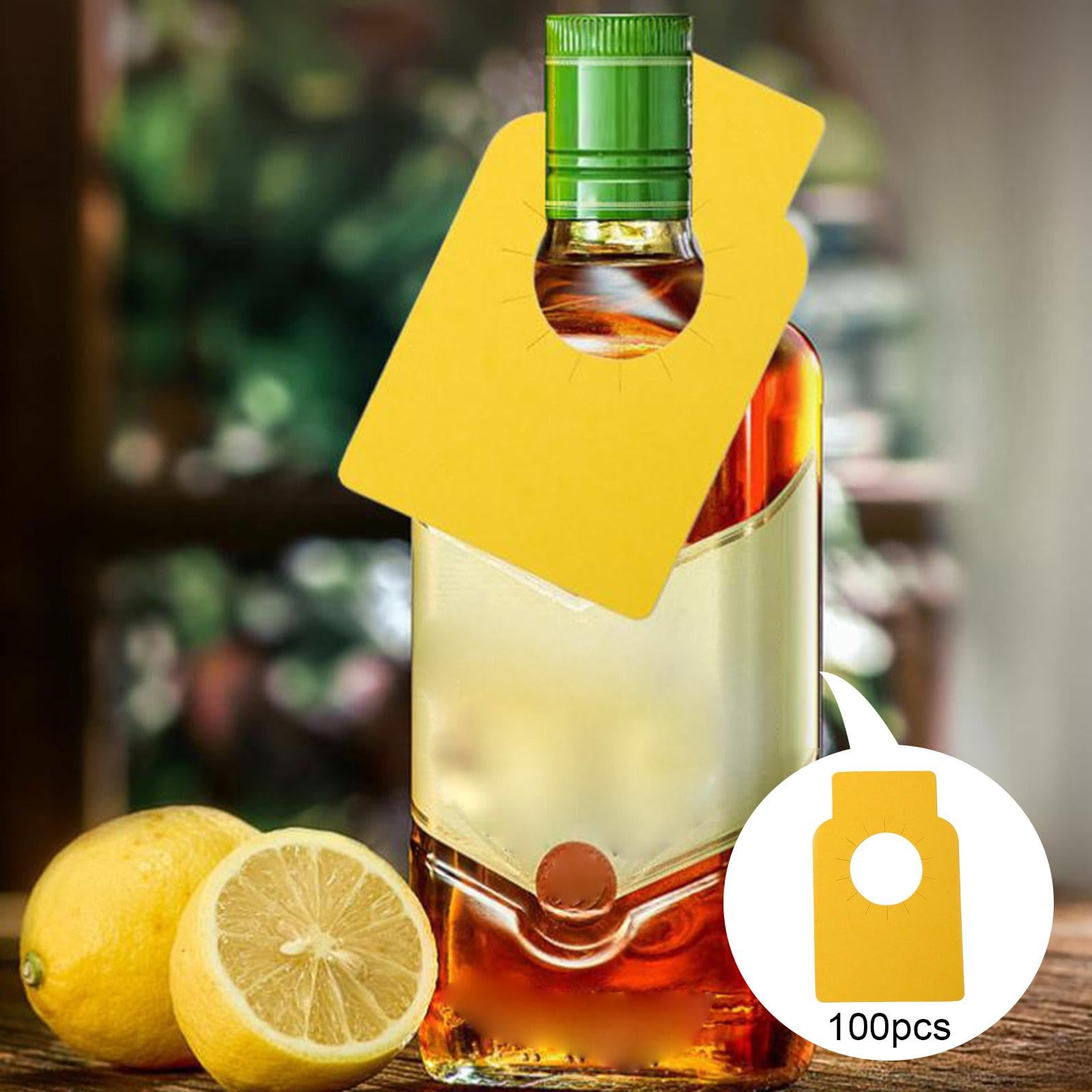 100 Etiquetas de Cuello para Botella de Vino Amarillas 57 x 89 mm