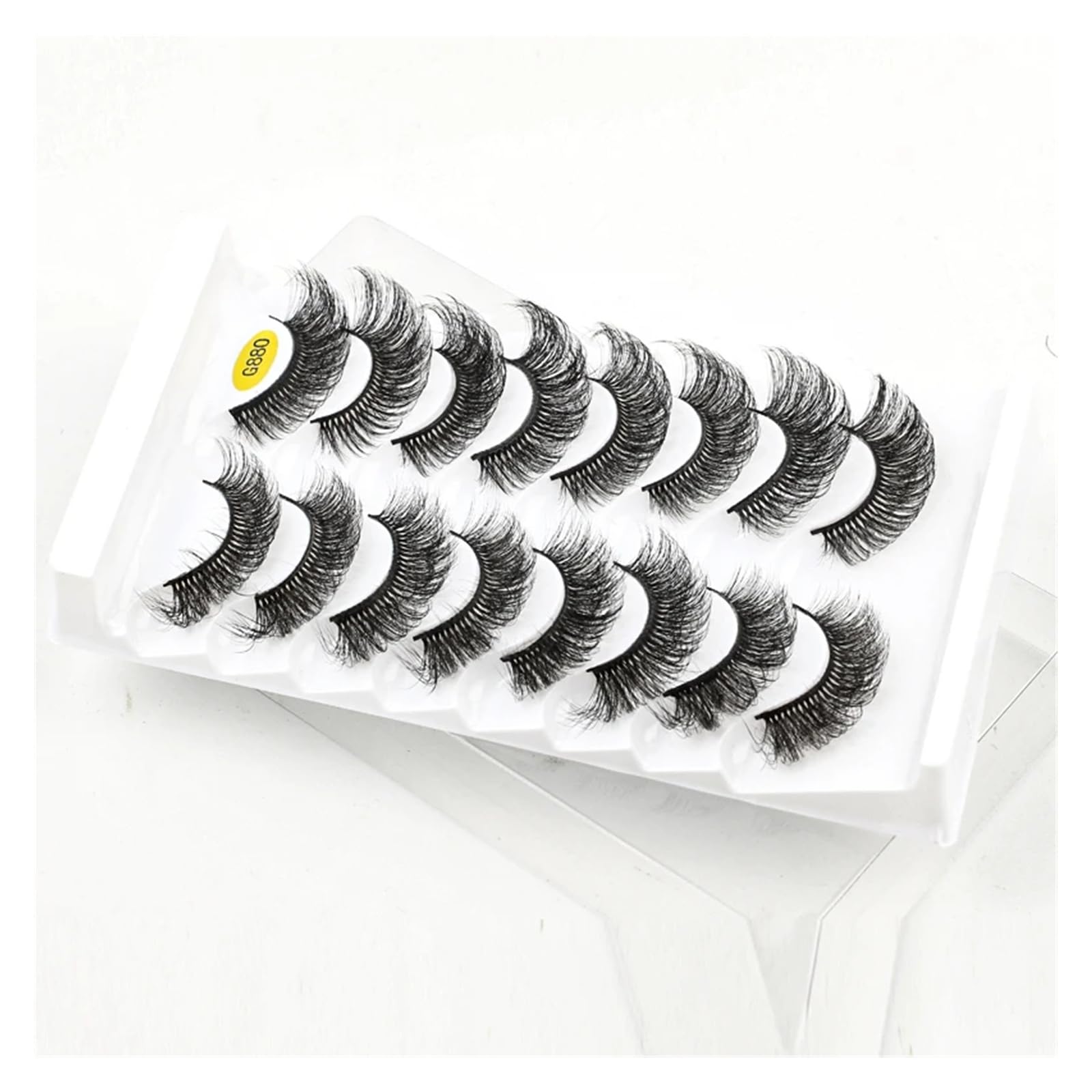 UAMOU 5/50 pudełek rosyjskie rzęsy w paski DD Curl Lashes 8 par 3D rzęsy z norek naturalne puszyste sztuczne rzęsy przedłużanie Cheerfully (Color : 8Pairs G881, Size : 5 Boxes)