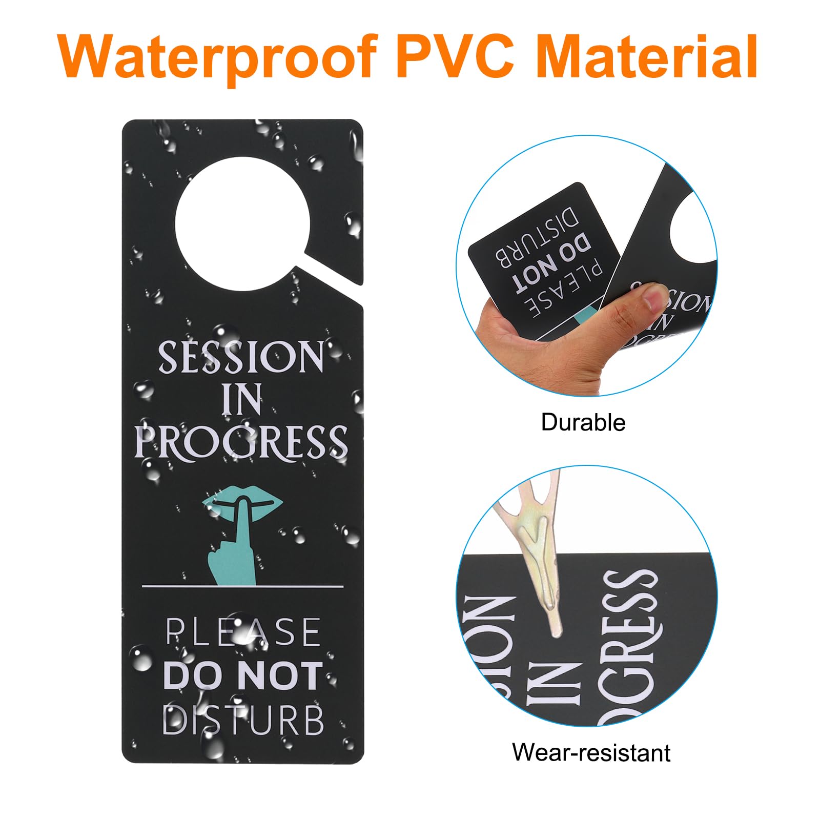 PATIKIL Do Not Disturb Door Hanger Sign, 2 Pcs PVC Double Sided Session in Progress Door Sign Decor for Office Meeting - Image 3