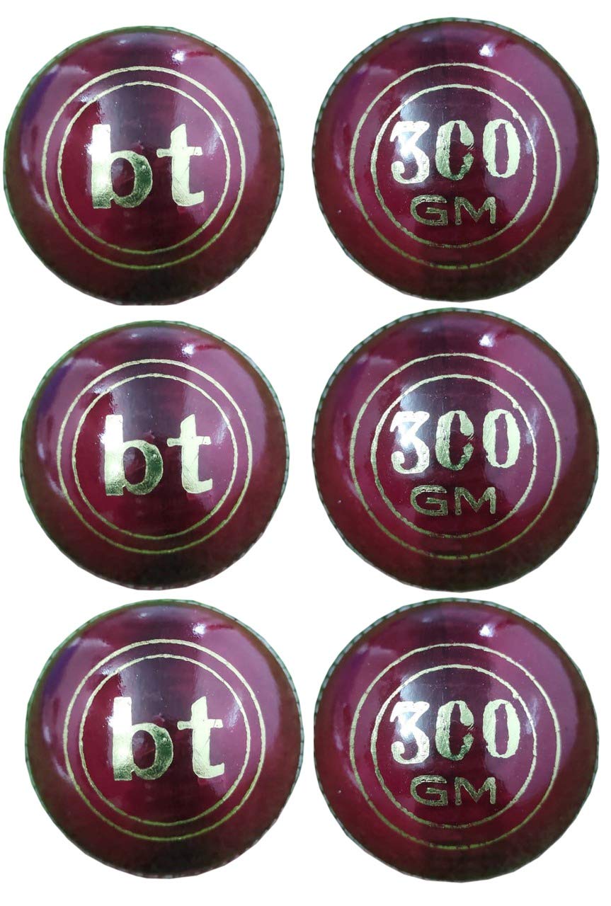 BT Cricketball / Cricketbälle, schwer, 300 g, Leder, Rot, 4 Stück