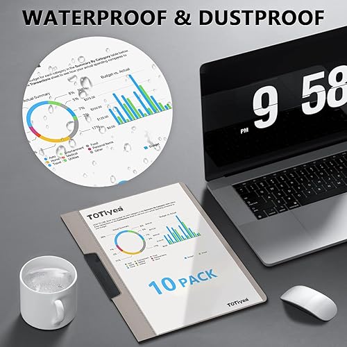 Miniatura 10 de TOTiyea Paquete de 25 portadas transparentes para informes con clip oscilante, carpeta de archivos con clip oscilante, capacidad de 30 hojas,