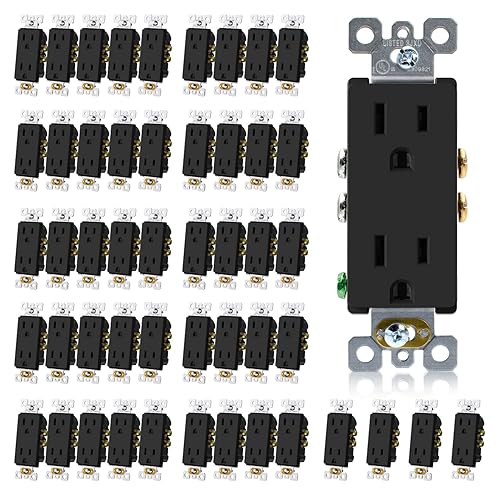 ELEGRP Receptáculo decorativo negro mate, toma de pared eléctrica estándar de 15 A 125 V, 2 polos y 3 cables, resistente a manipulaciones, NEMA