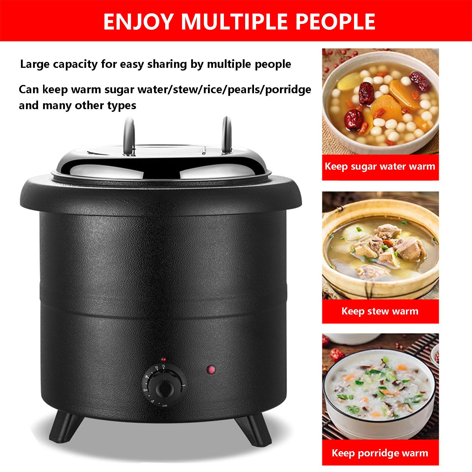 Scaldavivande elettrico da banco, scaldavivande elettrico da buffet, 400 W | Pentola scaldavivande con controllo della temperatura da 35 a 80 ℃ | Riscaldatore da buffet per mantenere caldo i, White