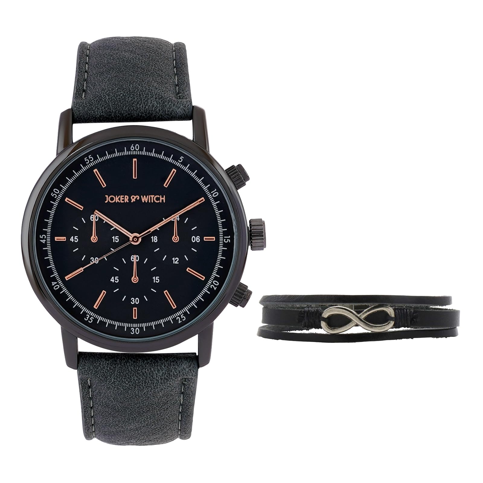 Joker & Witch Leather Men Ishmael Analogue Watch Bracelet Stack, Grey Dial, Gray Band (B0CHB4KYBS) Amazon Price History, Amazon Price Tracker
