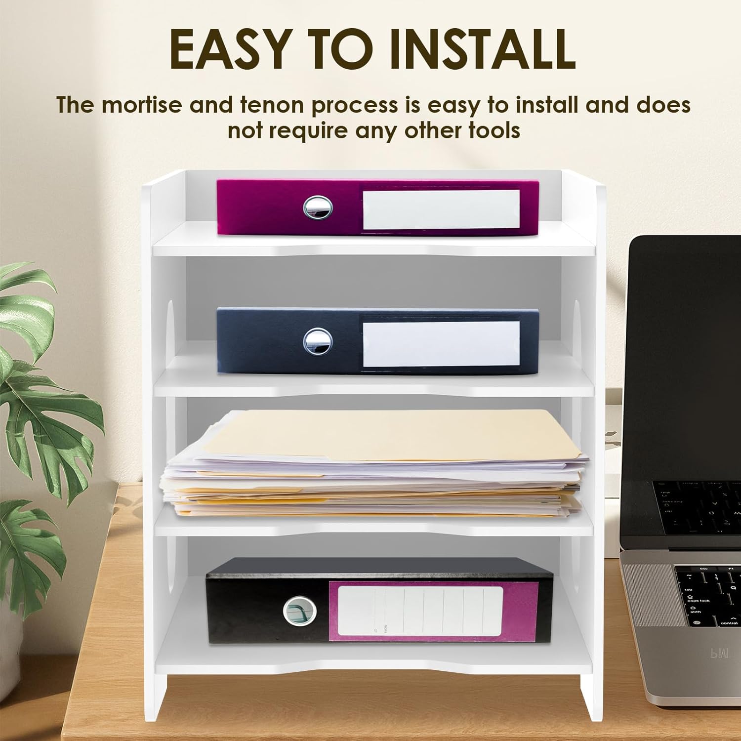 Scrapbook Paper Organizer - 4/5 Tiers Space Saving File Organizer for Desk, Detachable Scrapbook Paper Storage, Desktop Document Holder for Home Office (4 Tiers)