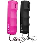 Mace Pepper Spray - 2-Pack Hard Case Model, 0.42 oz, 12 Feet Range, Max Strength 10% OC, Long Lasting UV Dye, Flip Top Safety Cap, Self Defense Pepper Spray Keychain for Women & Men - Black & Pink