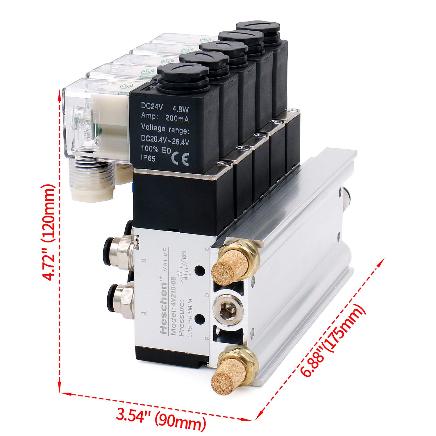 Heschen Electrical Pneuatic 4 Solenoid Valve 4V210-08 AC220V PT1/4 5