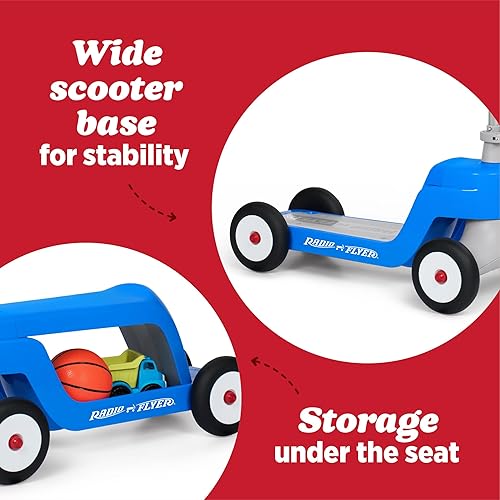 Miniatura 3 de Radio Flyer Scoot 2 Scooter, azul, para niños de 1 a 4 años, juguete de montar o scooter de 4 ruedas para niños, ruedas y marco duraderos, se