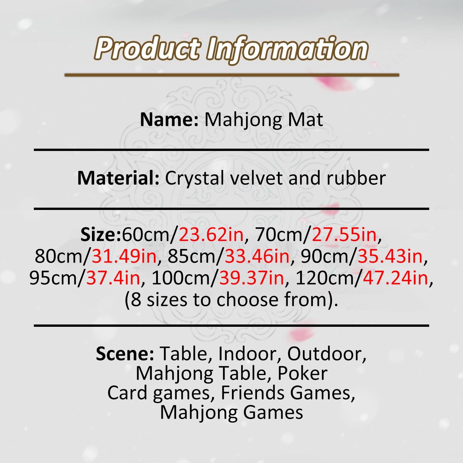 mata do mahjonga na stół, Duży z czarną torbą do przenoszenia, grubym antypoślizgowym obrusem, gier Mahjong, Paigow, Poker, karcianych i planszowych | 85 cm/33.46 in