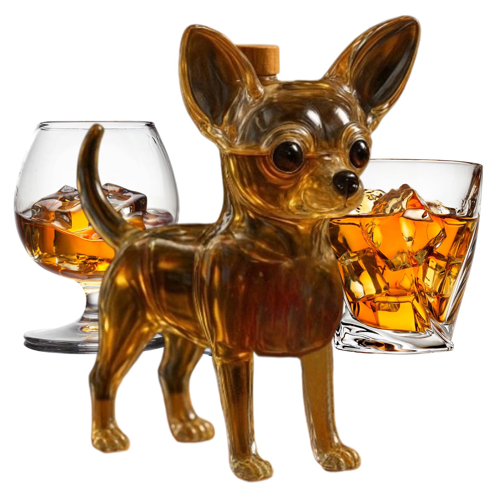 Bouteille de whisky en verre en forme de chien pour bourbon et alcools