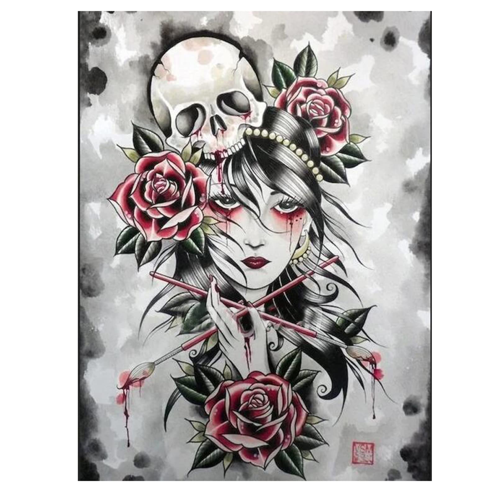 Diamond painting geisha 5D strass ronds brillants pour mosaïque durable