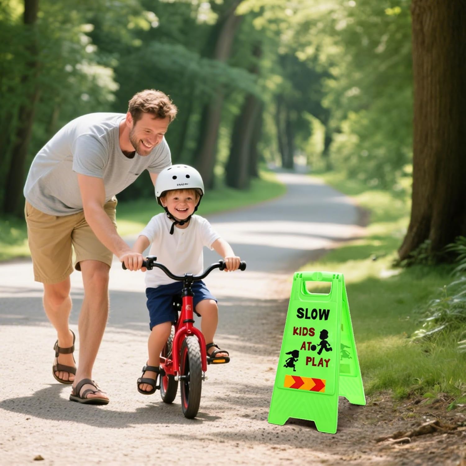 3 Pack Kids Playing Signs for Street, Reflective Slow Down Alert Sign with Double Sided Text Graphics, Highly Visible Children Safety Warning Signs for Neighborhoods, Yards, Driveways