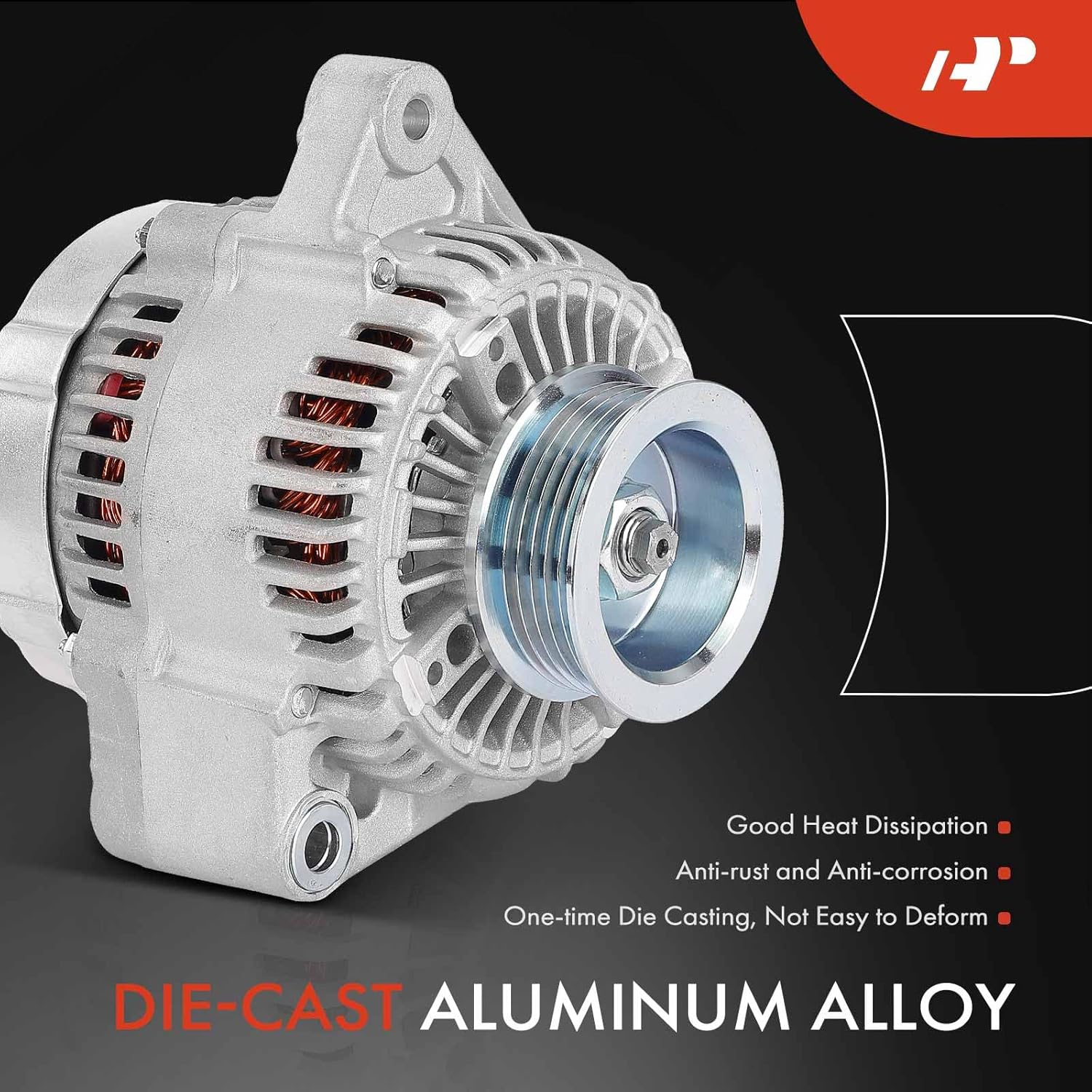 A-Premium Alternator Compatible with Honda Accord 1994-1997, Odyssey 1995-1997, Prelude 1993-1996 & Acura CL 1997 & Isuzu Oasis 1996-1997, 2.2L, 12V 90A 6-Groove Pulley Counterclockwise