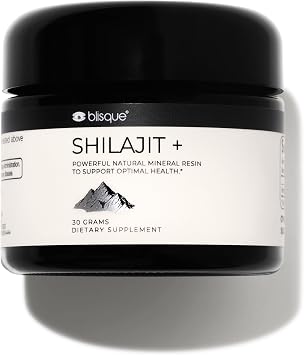 Blisque Pure Himalayan Organic Shilajit Resin Supplement | Authentic and Natural | Golden Grade A | Contains Fulvic Acid and Trace Minerals | 30 Grams