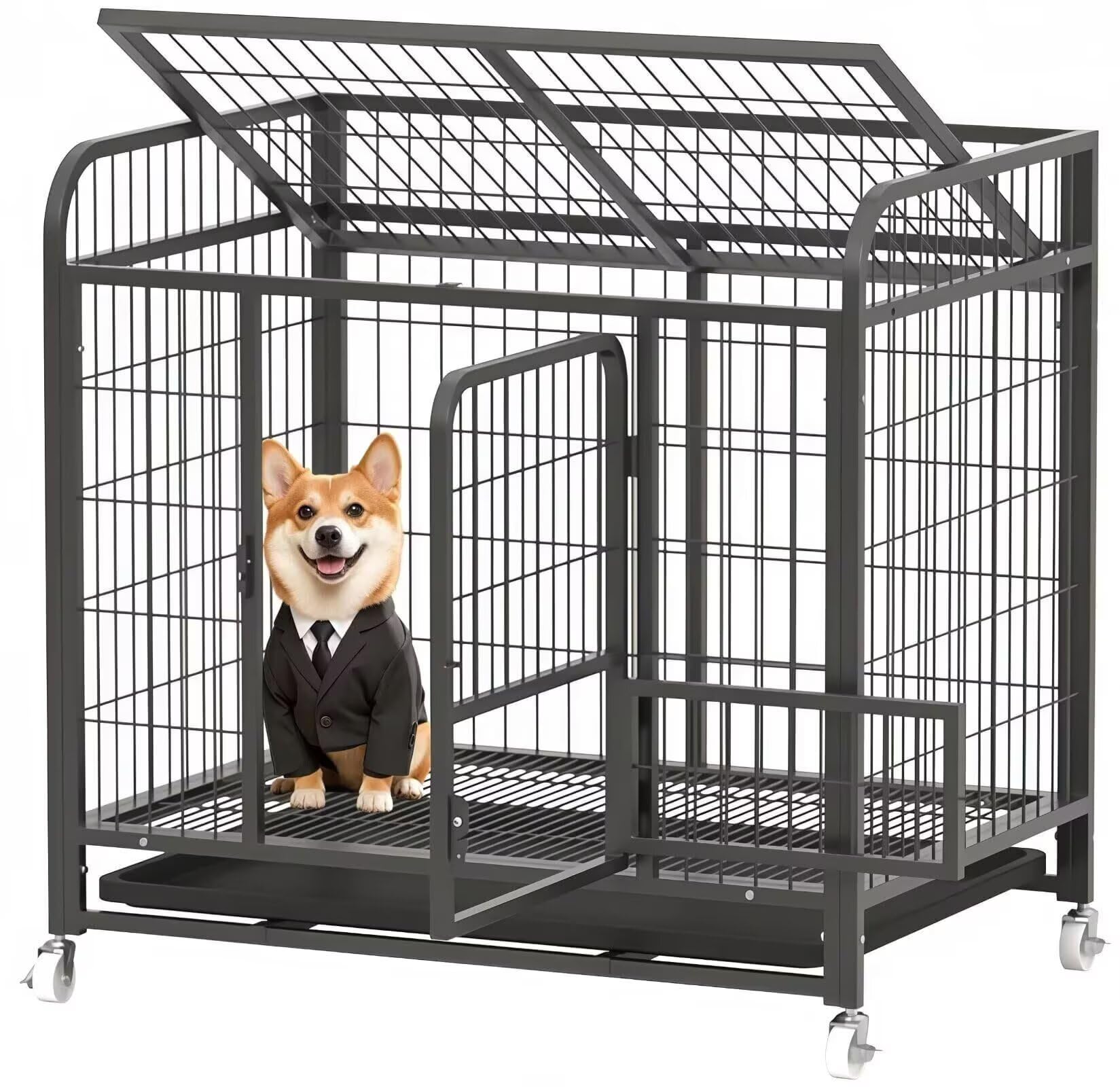 Amazon.co.jp: TUIYIDUO 犬のケージ 屋根付き ペットケージ 96.3*65