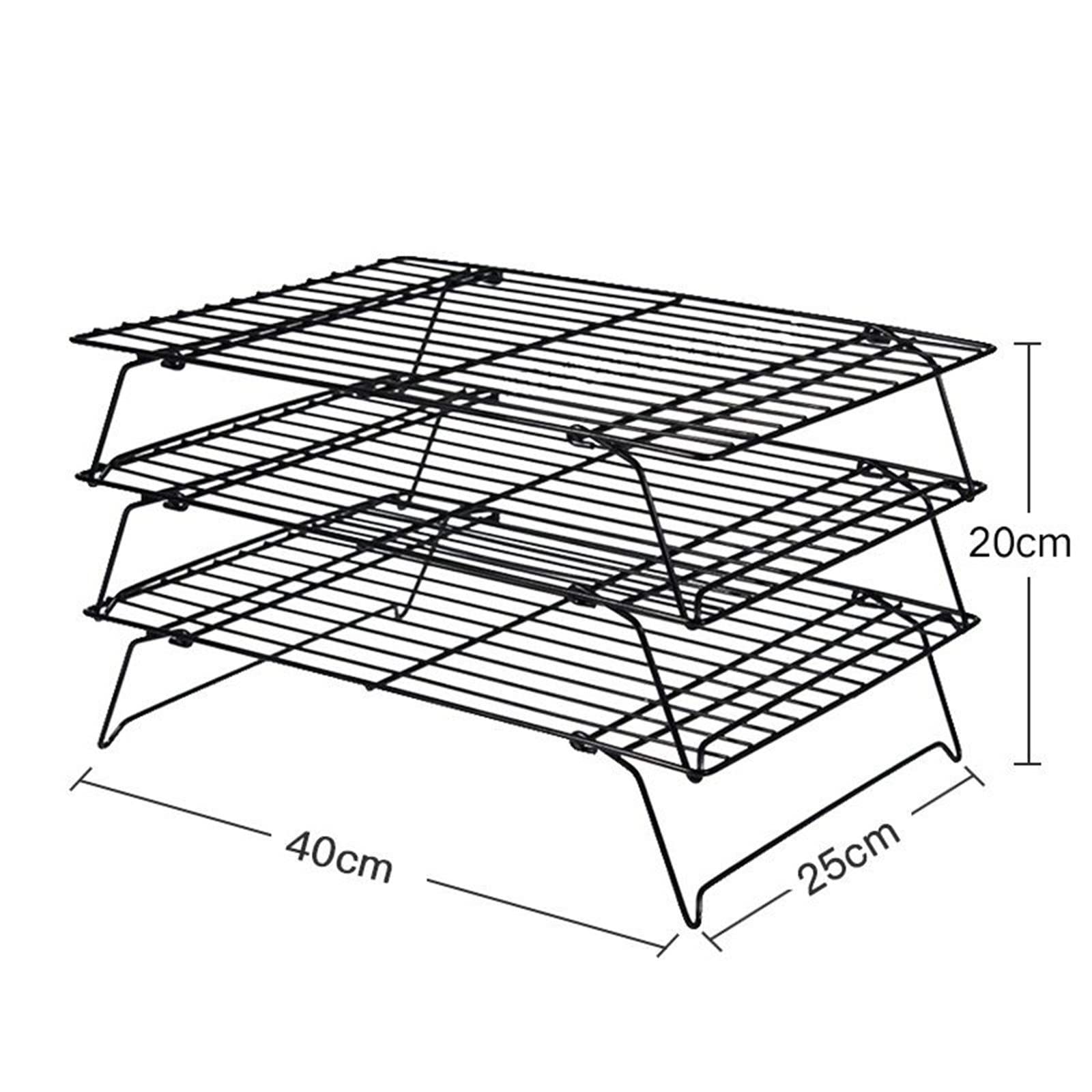 Plateau de refroidissement pour gâteau Cuisson pliable Grille de refroidissement pour gâteau Grille de refroidissement pour pain Grille à biscuits Grille de refroidissement antiadhésive noire (Coule