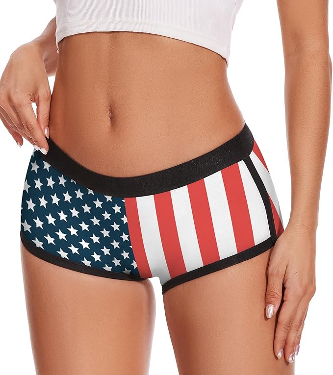 Aueyan Women Boyshorts Patriotic Underwear