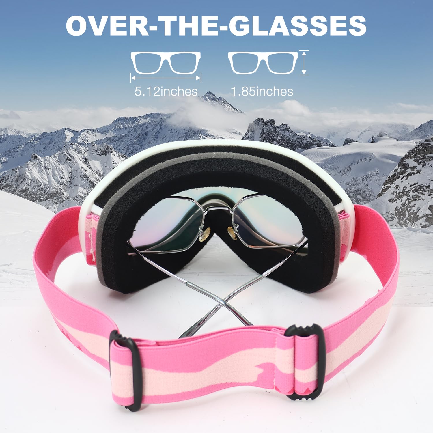 FMY Gafas OTG para esquí, snowboard, protección UV400, gafas de esquí y motos de nieve para hombres, mujeres y jóvenes