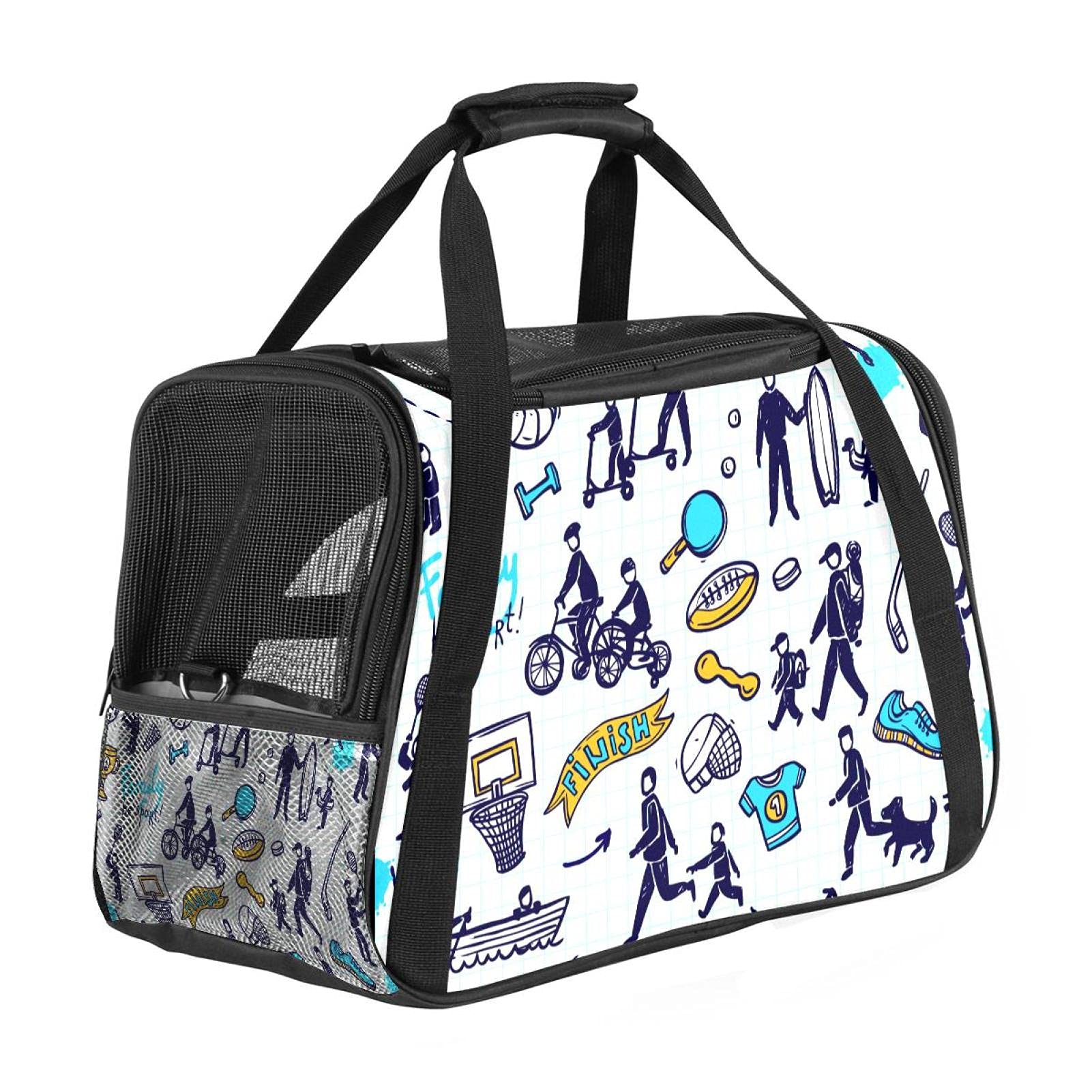 Sac de transport portable pour lapin et chat homologué avion avec impression sportive