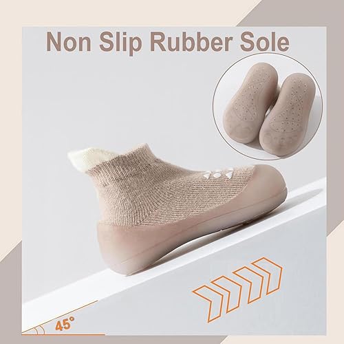 Miniatura 3 de Hstyle Zapatos de calcetín para bebé, zapatos para caminar, antideslizantes, suela de goma suave, para bebés, niños y niñas