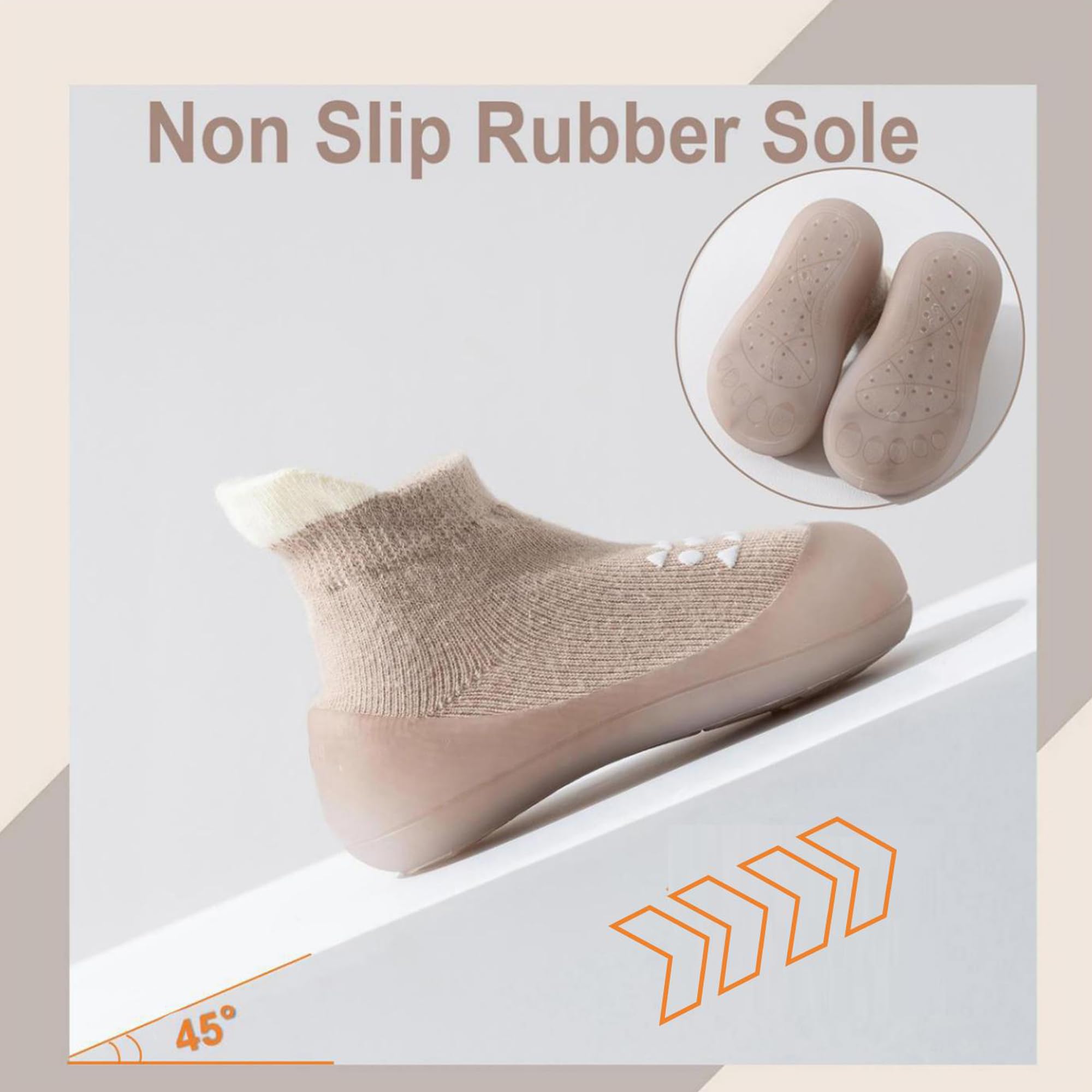 Hstyle Baby Sock Shoes Toddler Walking Shoes Infant Non-Slip Slippers Soft Rubber Sole Sneakers for Baby Boys Girls