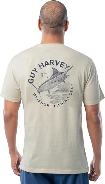 Guy Harvey Mens Short Sleeve Lightweight Cotton Fishing Graphic Pocket T-Shirt
