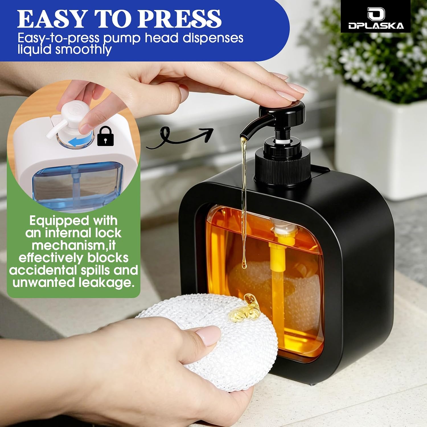 2pcs 10oz Hand Soap Dispenser with Pump, Black & White