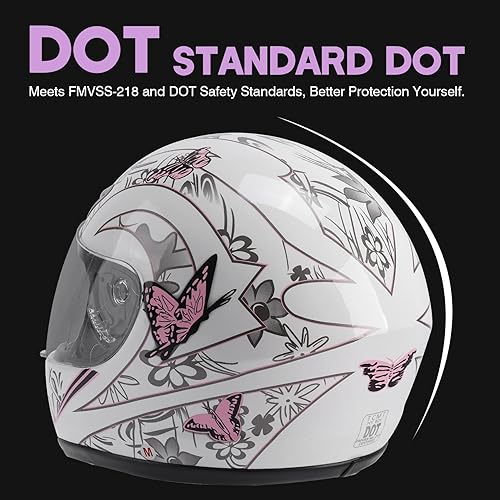 Miniatura 9 de SLMOTO - Casco de motocicleta aprobado por el DOT, para adultos, tapa abatible que cubre la cara completa, diseño de mariposa rosa y negro, casco