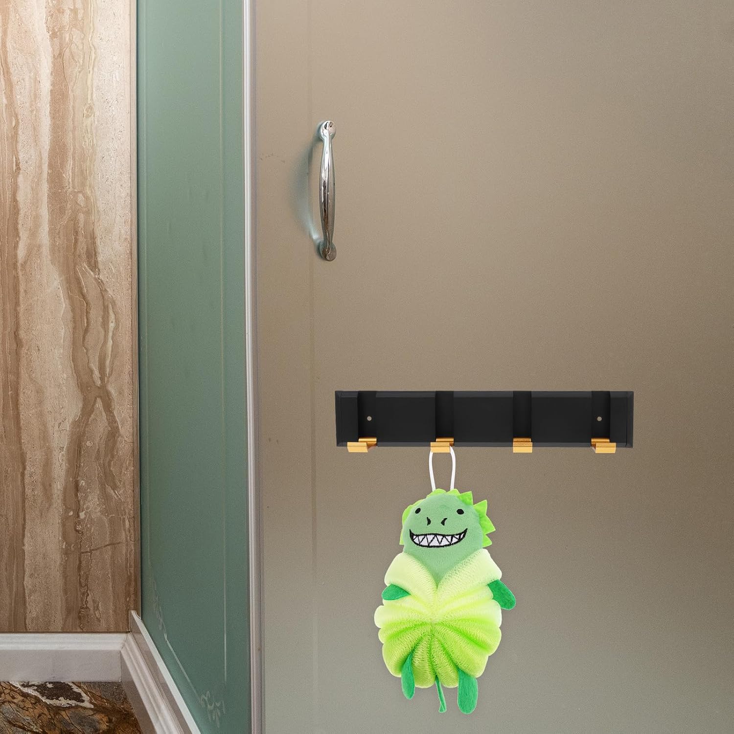 KICHOUSE Space Saving Folding Coat Hooks Wall Mounted 4-Hook Rack Made of Sturdy Aluminum Alloy and Abs, Modern Design for Bathroom Towels, Entryway Coats, and Keys Organization