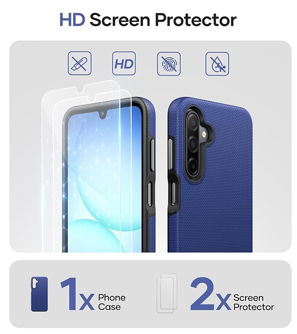 SSLOTSCASE for Samsung Galaxy A17 5G Case with 2X Screen Protector, Blue by SSLOTSCASE - Used condition - Image 3