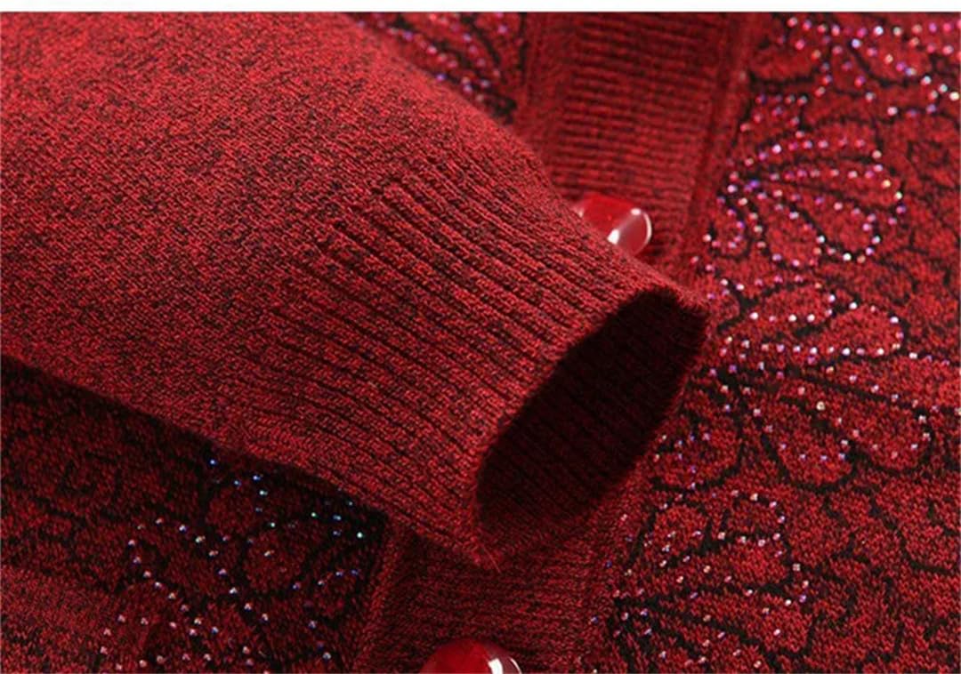 Zimowy sweter damski w średnim wieku dla osób starszych plus polar ciepły płaszcz z dzianiny z długim rękawem