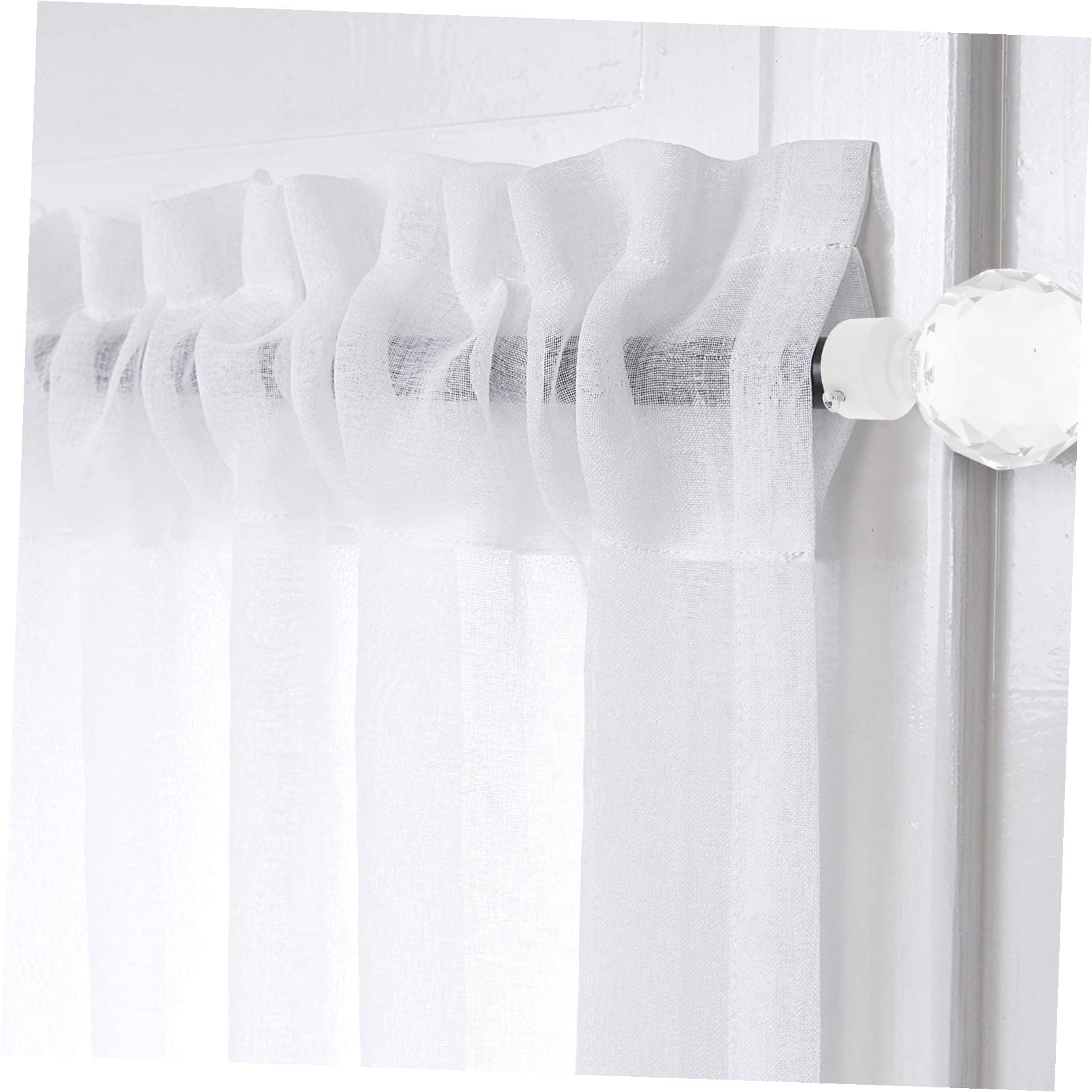 NOLITOY Tête Décorative Décoration Élégante pour Tringle à Rideaux en Fer et Cristal Blanc, Lot de 2 Pièces pour Fenêtres la Maison ou Chambre