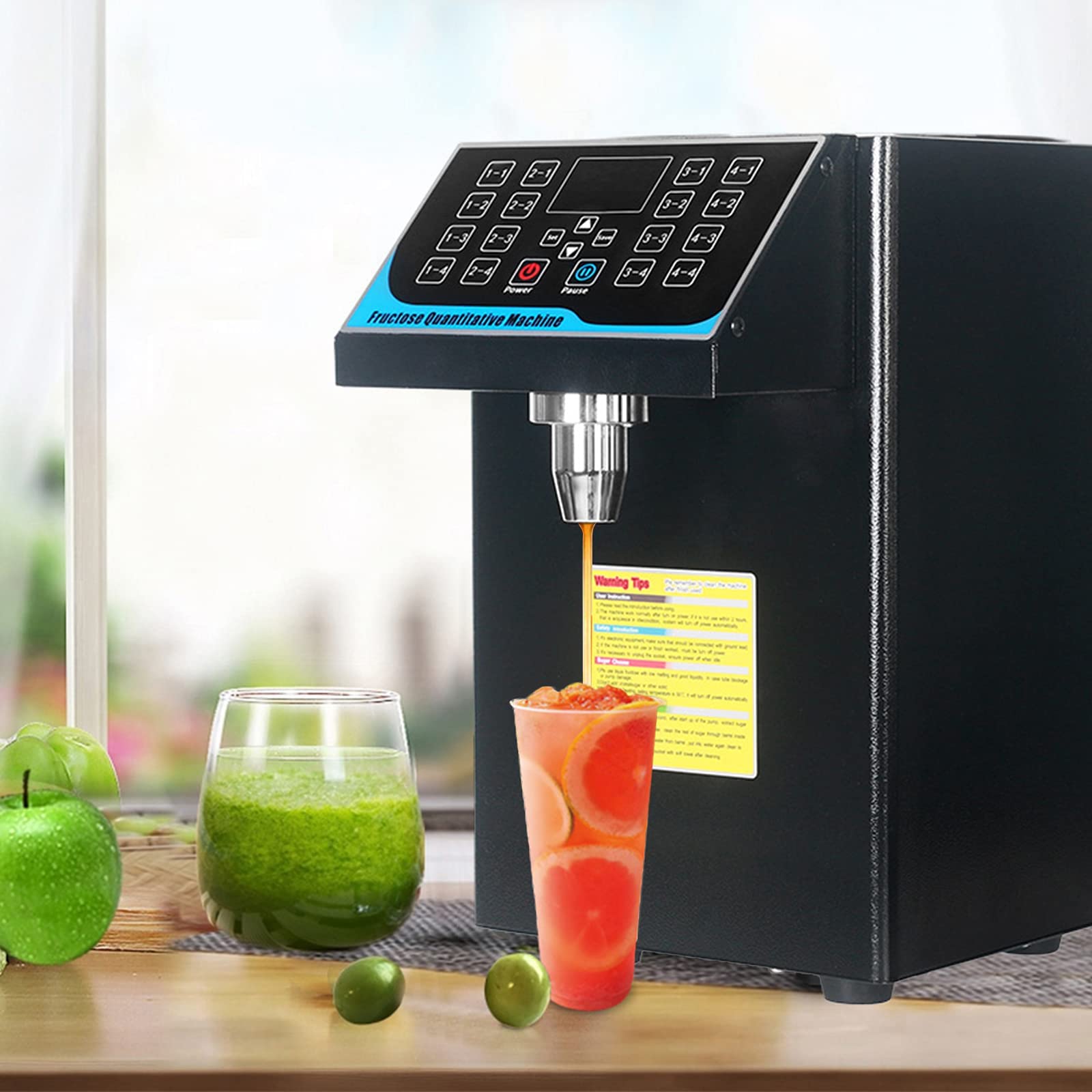 Futchoy Distributeur automatique de fructose et de sirop 7,5 l - Pour voiture, thé à bulles, fructose, machine quantitative - Pompe à sucre pour lait, thé, café