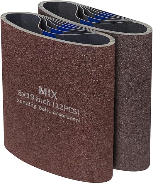 12 Packs 8 x 19 inch Cloth Floor Sanding Belts Ideal for Sanding Commercial and Residential Flooring - 2 Each of 40/60/80/100/120/150 Grits