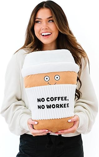 Punchkins - Almohada de peluche de café - Grande divertido juego de palabras de elefante blanco lindo regalo de broma del día de San Valentín