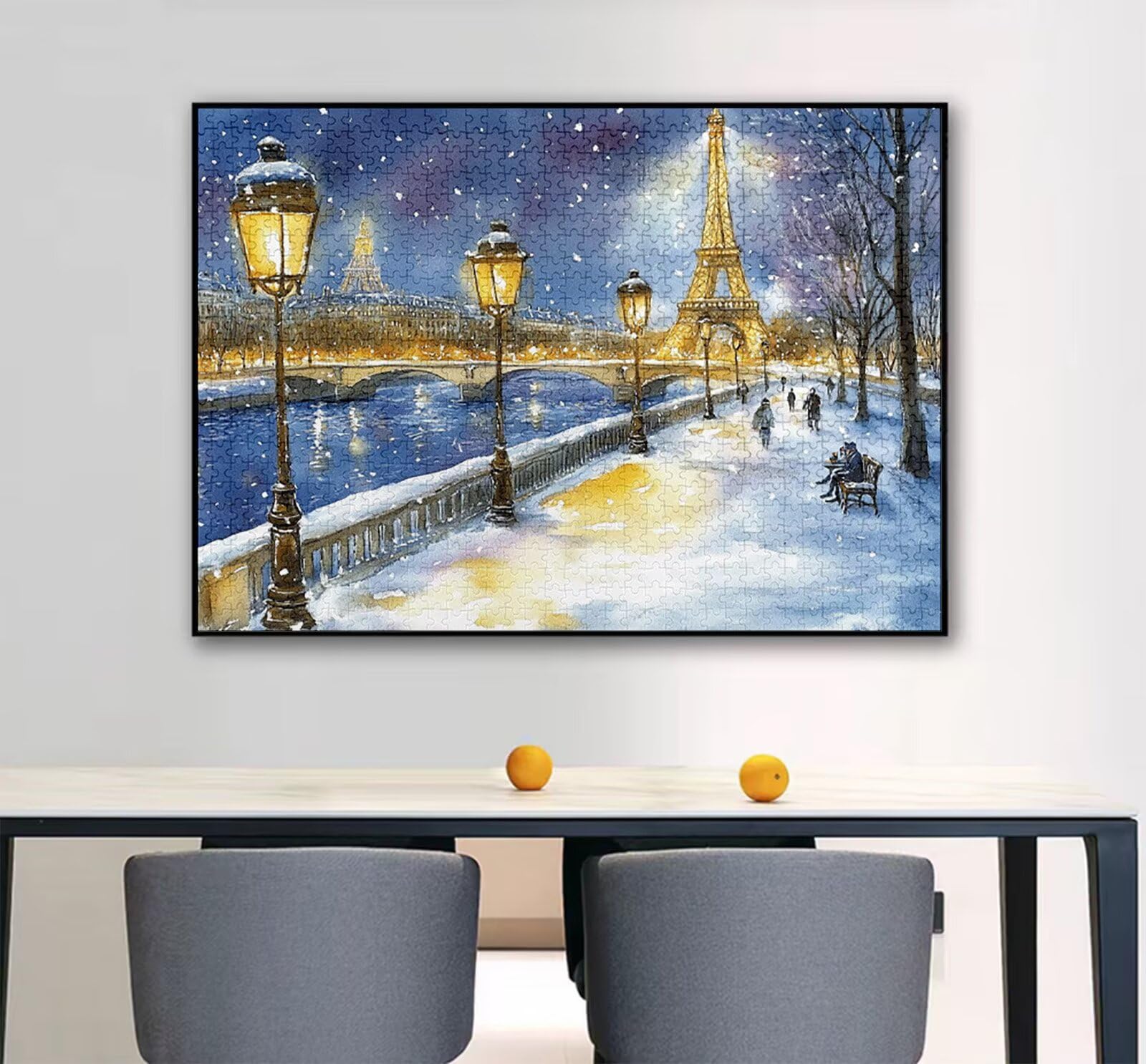 Scena Śnieg Puzzle 1500 sztuk Dorosłych, Ulica Wzór Puzzle Projekt, Jigsaw Dorosłych, 5D DIY Rzemiosło Rodzina Zajęcia z Pakowaniem Pudełka, Dekoracja ścienna do domu, 87x57cm, Model296