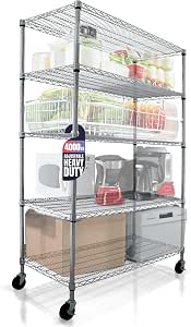 4000 LBS Heavy Duty Wire Rack, 5-Tier NSF Commercial Rolling Rack with Chrome Metal Shelves - Crescent