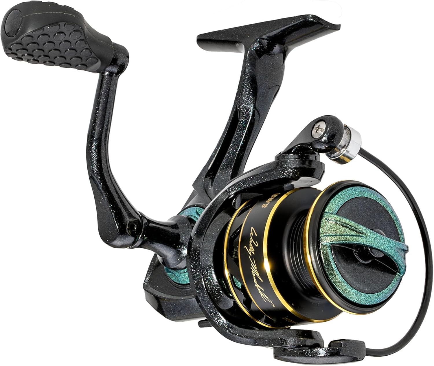 Lew’s Wally Marshall Signature Series Spinning Fishing Reel, 5+1 Bearings, Graphite Frame and Rotor, Interchangeable Retrieve, Green/Gold