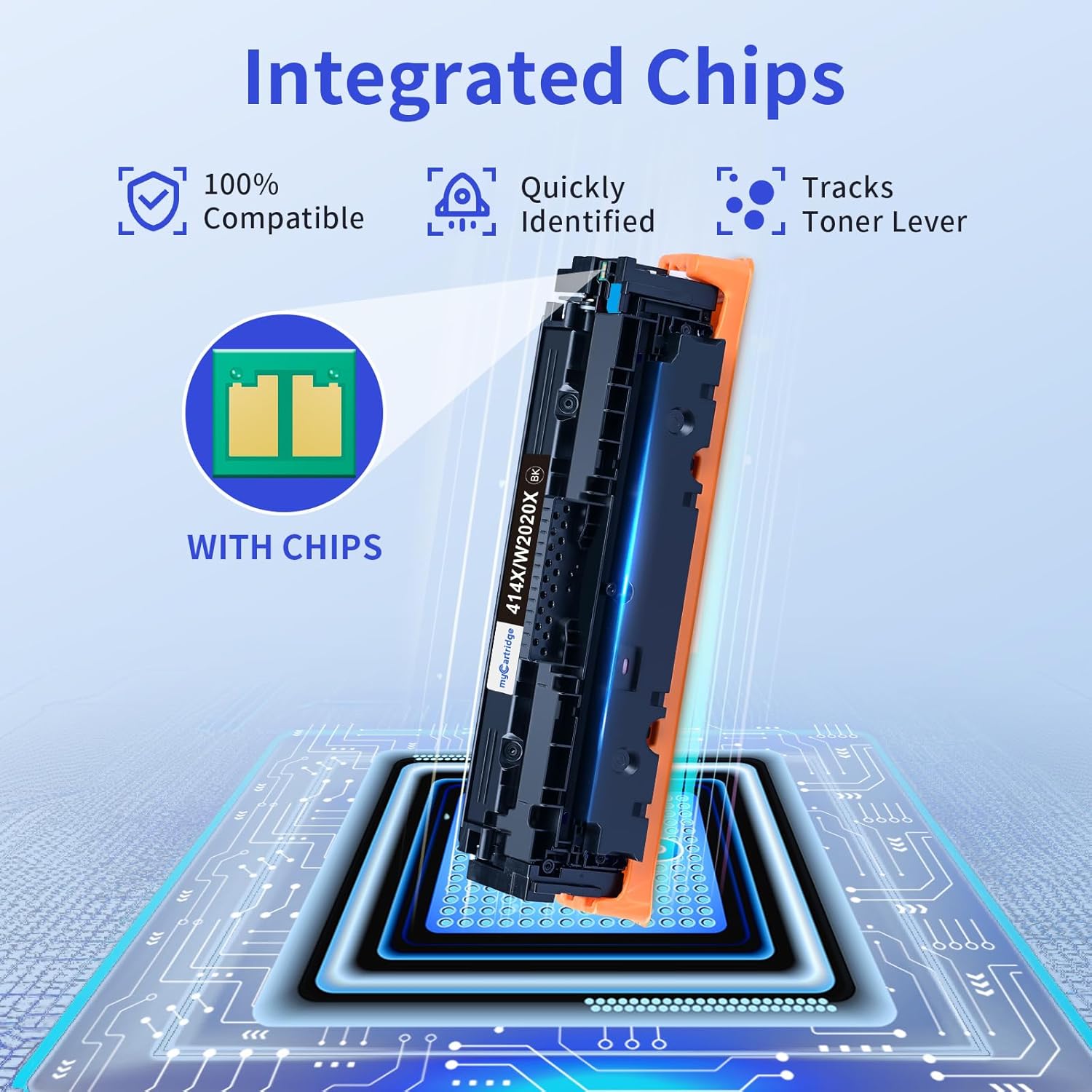 414X Toner Cartridges High Yield (with Chip) Compatible Replacement for HP 414X 414A for Color LaserJet Pro MFP M479fdw M479fdn M479dw Pro M454dw M454dn M479 M454 Printer Ink W2020X W2020A (1 Pack)