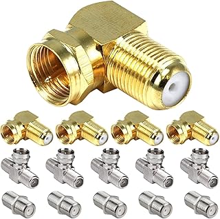 DKARDU Coaxial Cable Connector Right Angle 90 Degree F Type Adapter, Male to Female Coax Adapter for RG6 RG59 Coax Cable Wall Plates Coax, with Coax Female to Female Adapter, 4 PCS