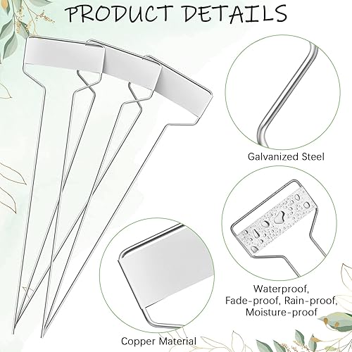 Miniatura 10 de Moxweyeni 60 etiquetas de metal para jardín, etiquetas impermeables para plantas con 2 bolígrafos permanentes, etiquetas reutilizables para plantas