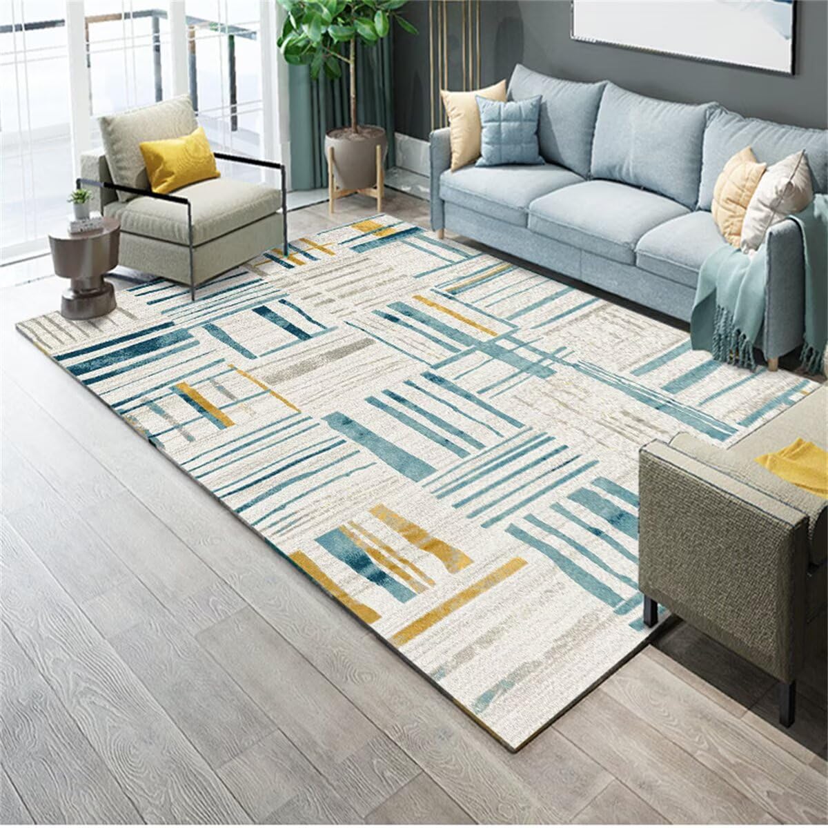 Tapis chambre ado 100x160cm bleu gris pour habiller un sol froid